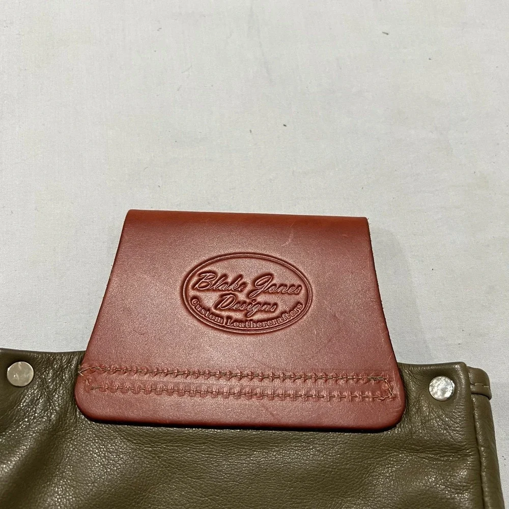 Blake Jones Designs Mens Green Brown Pebbled Leather Opp Game Their Utility Bag